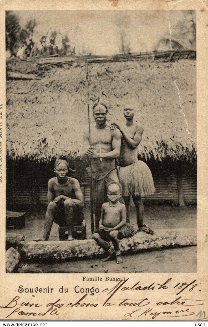 Cpa CONGO BELGE - Famille Bangali, Circulée 1902 MATADI - Congo Belga