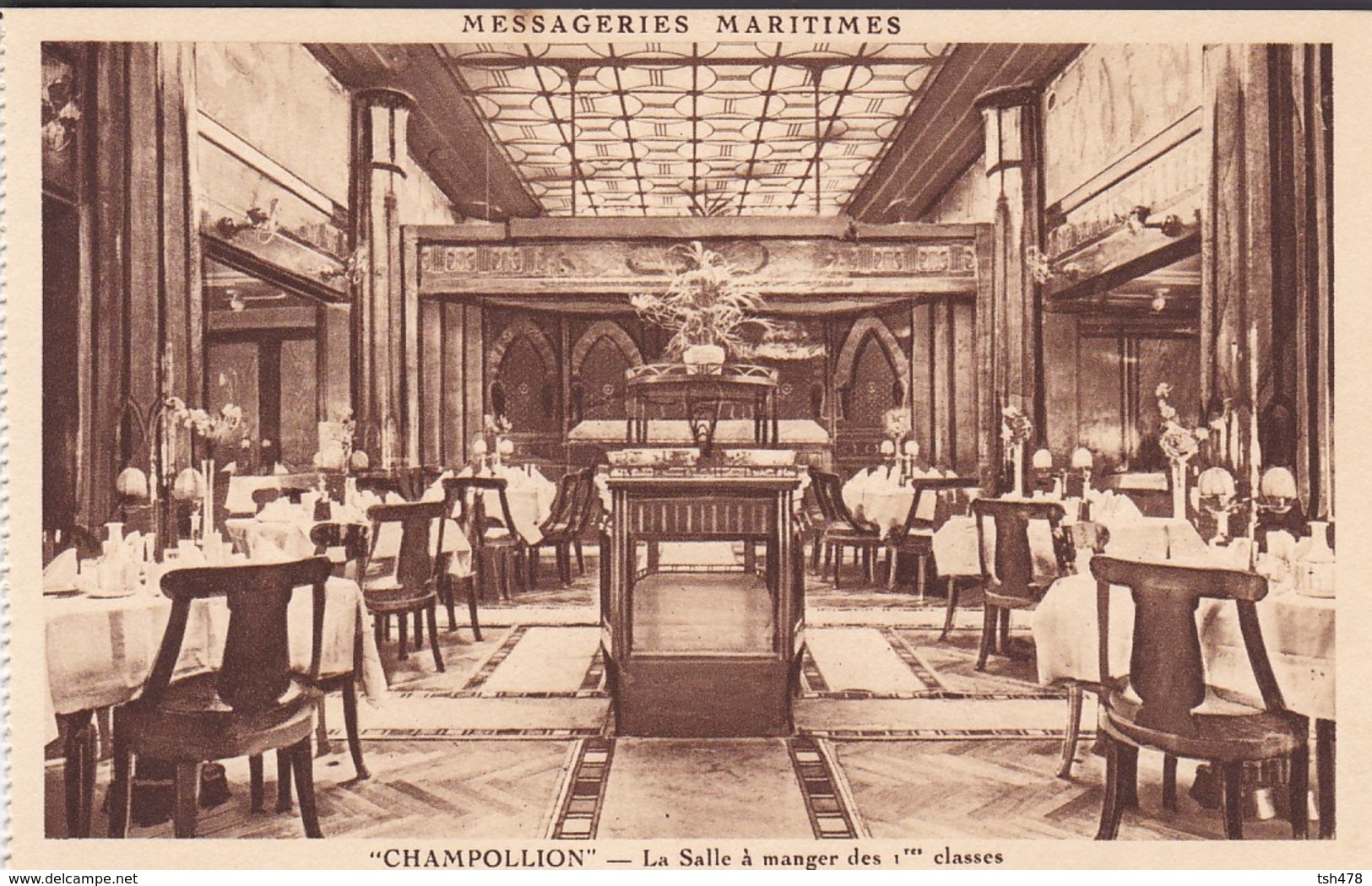 PAQUEBOT----CHAMPOLLION---messageries Maritimes--la Salle à Manger Des 1èr Classes--voir 2 Scans - Paquebots