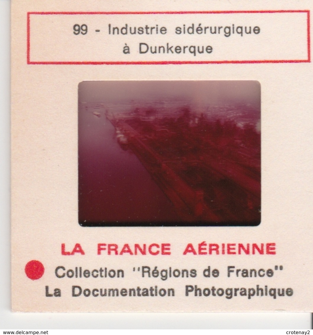 Photo Diapo Diapositive Slide La France Aérienne N°99 Industrie Sidérurgique à Dunkerque Voies Ferrées Wagons Cargo - Diapositives