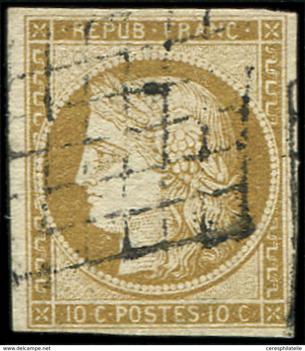 EMISSION DE 1849 - 1    10c. Bistre-jaune, Obl. GRILLE, TB - 1849-1850 Cérès