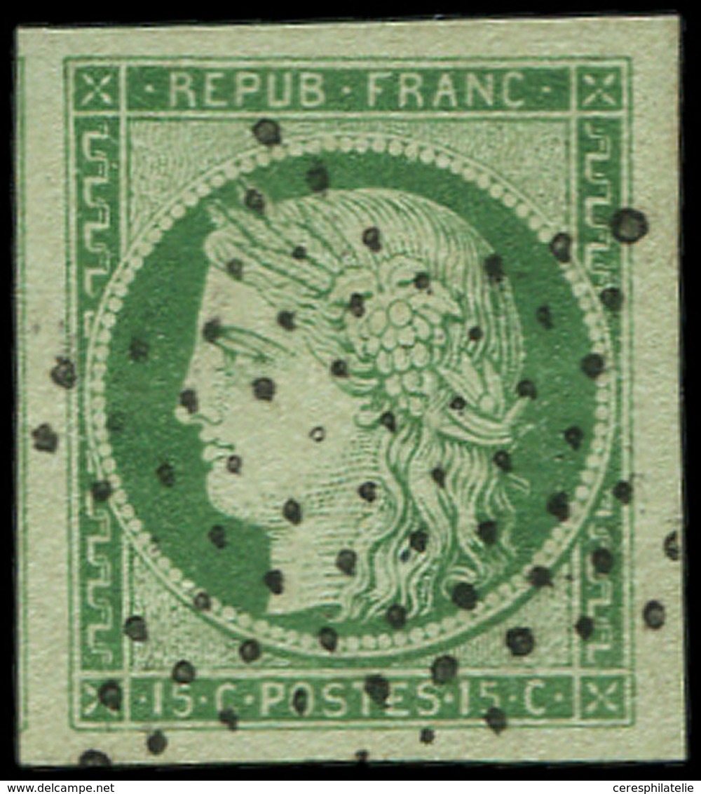 EMISSION DE 1849 - 2    15c. Vert, Obl. ETOILE, Marges énormes, Superbe - 1849-1850 Ceres