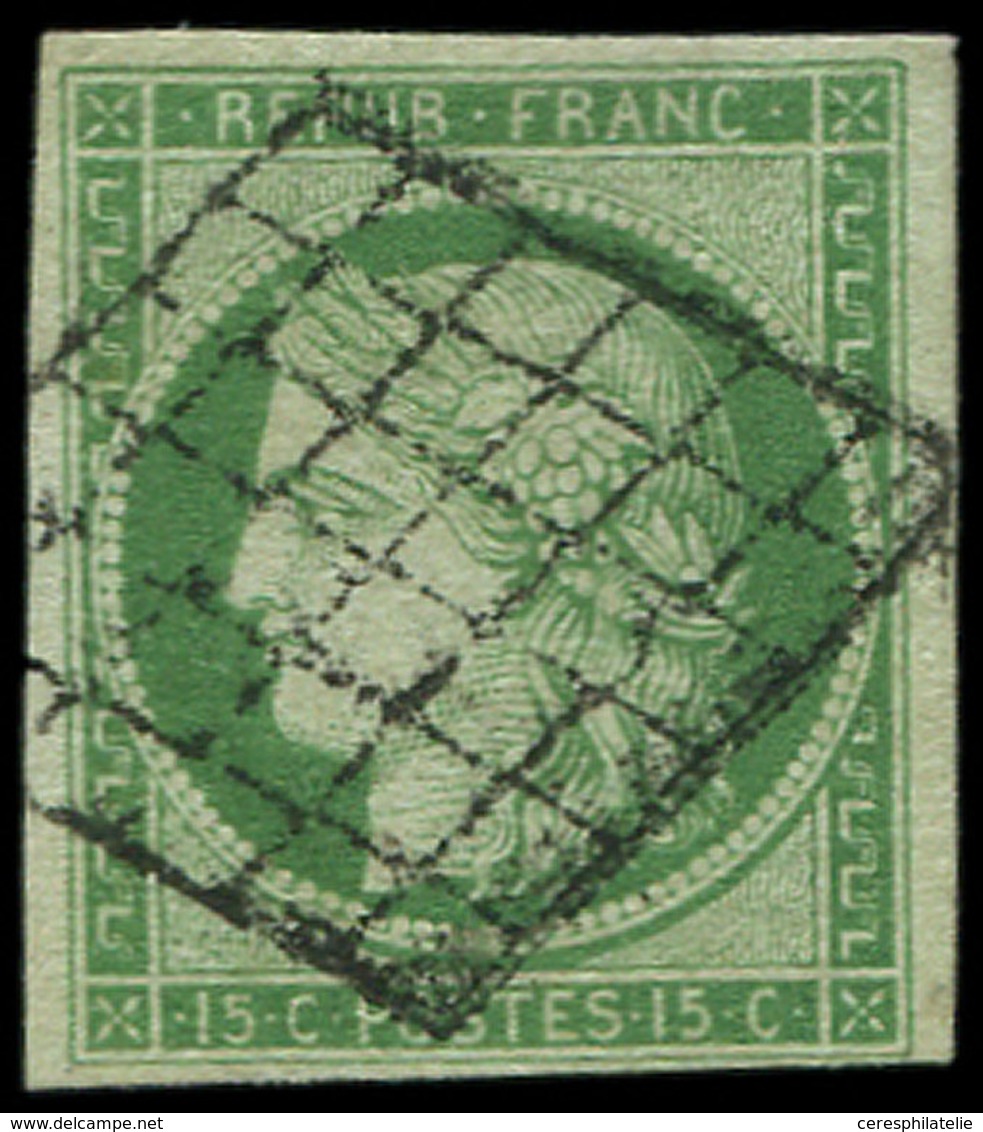 EMISSION DE 1849 - 2    15c. Vert, Oblitéré GRILLE, TB - 1849-1850 Cérès