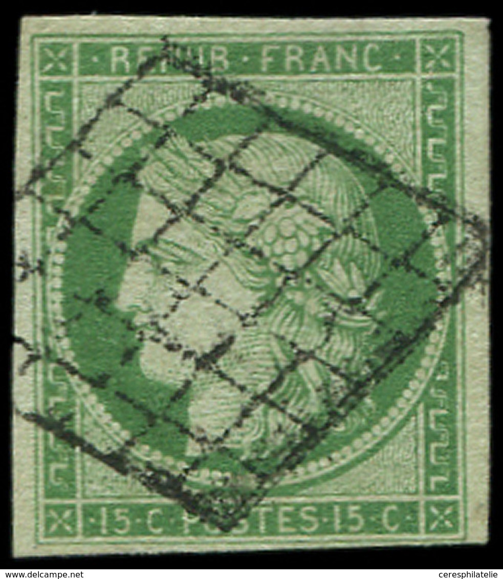 EMISSION DE 1849 - 2    15c. Vert, Oblitéré GRILLE, TB - 1849-1850 Ceres