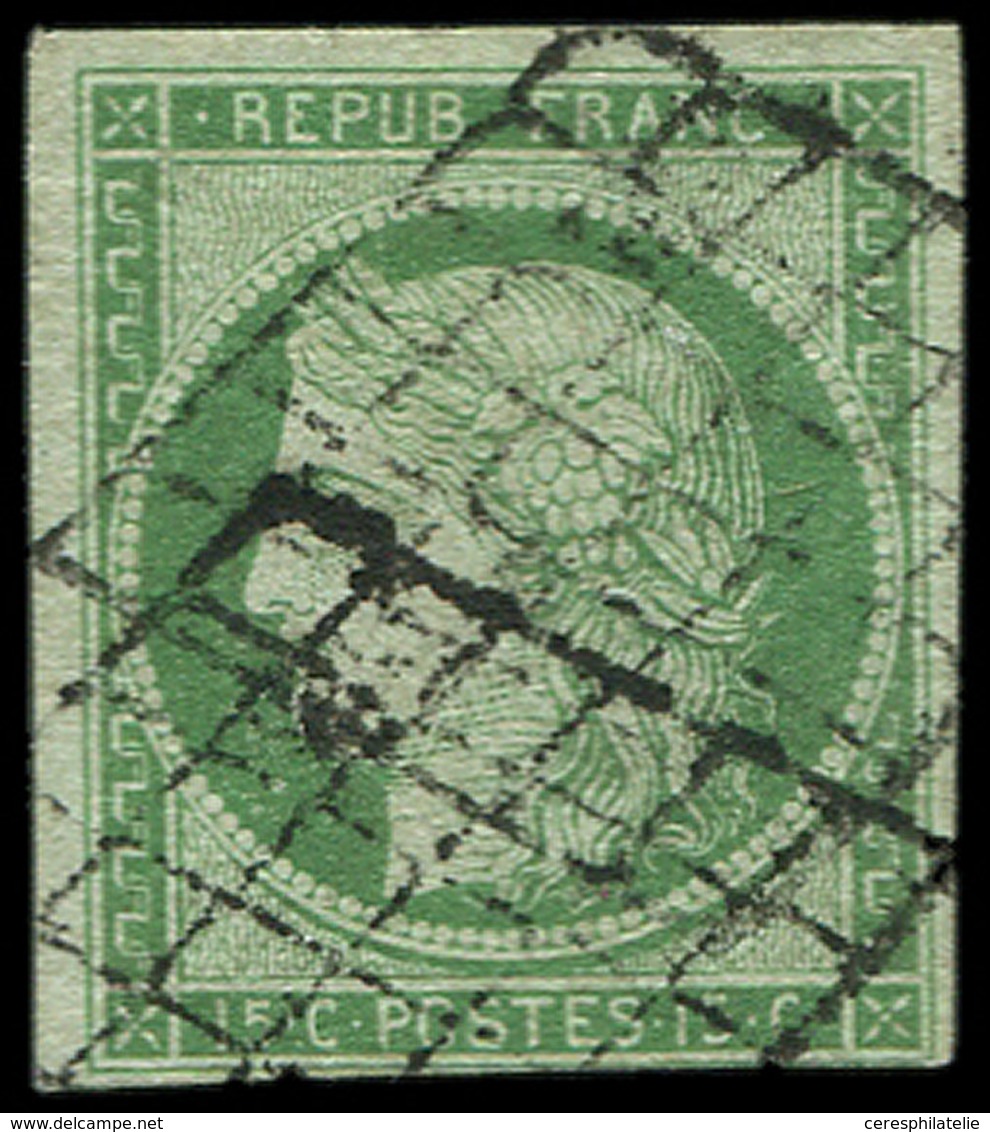 EMISSION DE 1849 - 2    15c. Vert, Obl. GRILLE, TB - 1849-1850 Ceres