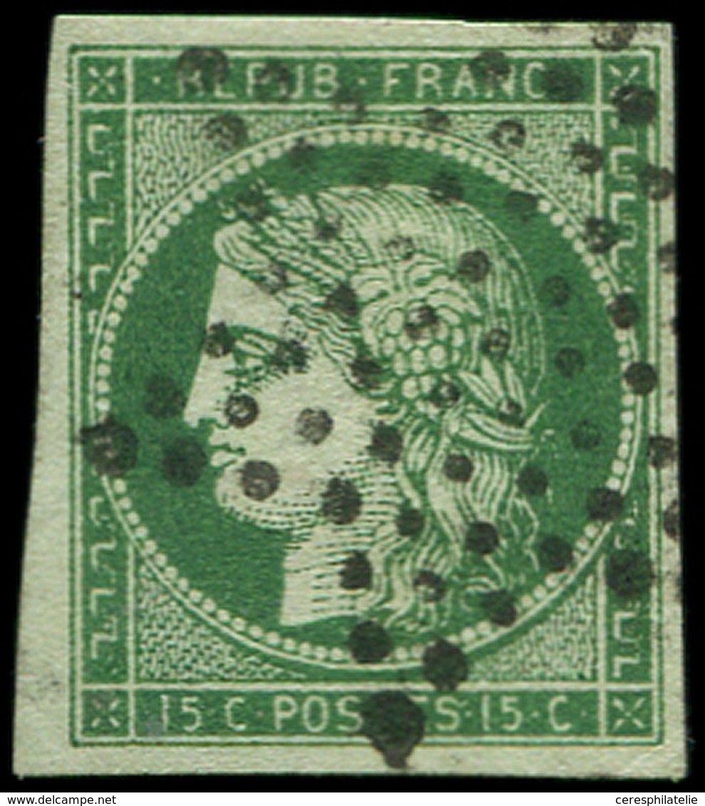 EMISSION DE 1849 - 2b   15c. Vert FONCE, Obl. ETOILE, Belle Nuance, TTB - 1849-1850 Ceres