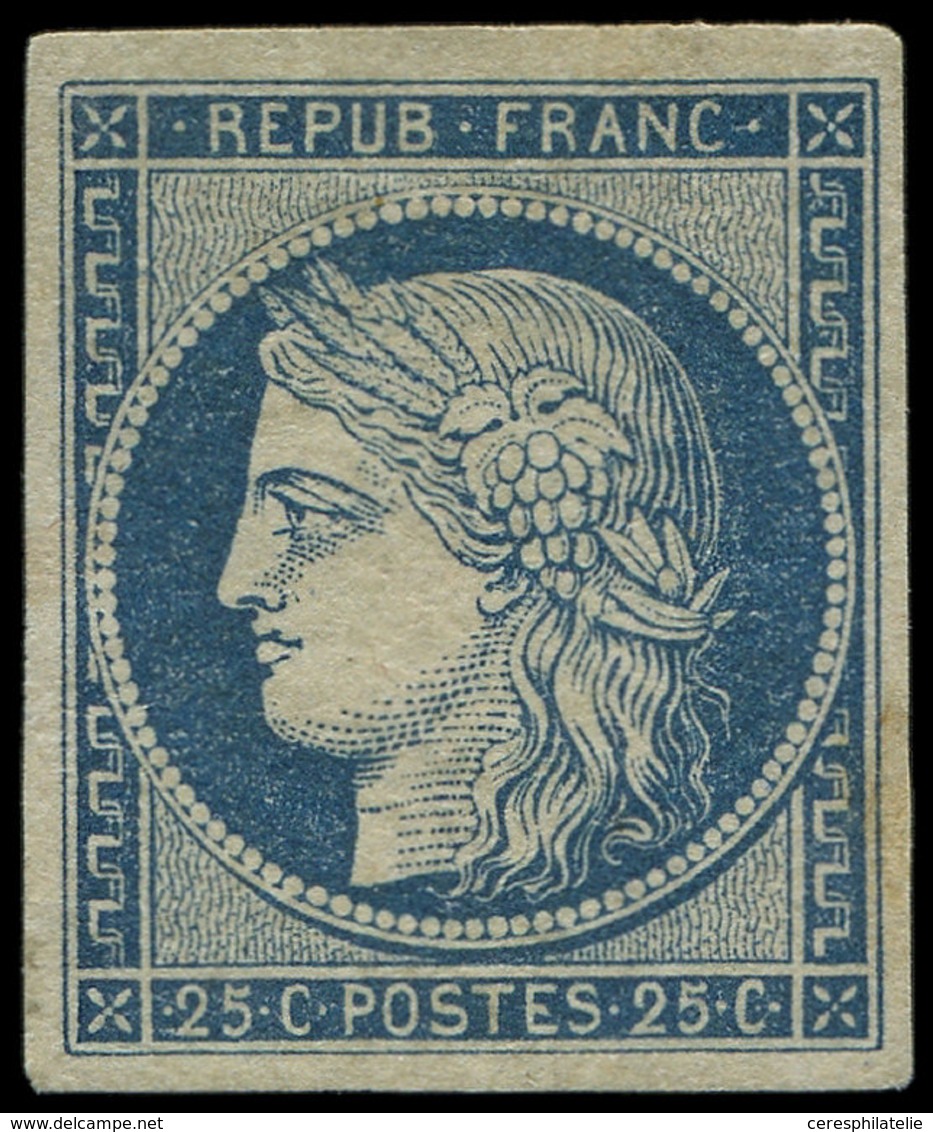 * EMISSION DE 1849 - 4a   25c. Bleu, Ch. Un Peu Forte, Mais Très Bien Margé Et Très Frais, TB. J - 1849-1850 Cérès