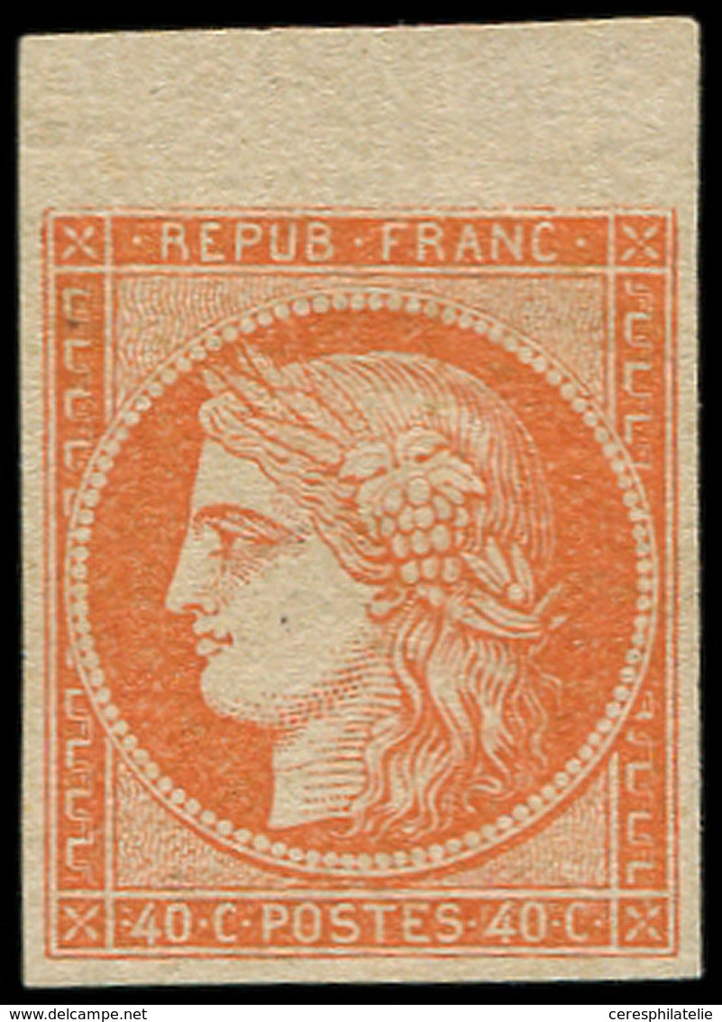 (*) EMISSION DE 1849 - 5    40c. Orange, Bdf, Inf. Pelurage En Haut, Sinon TB. C Et Br - 1849-1850 Ceres