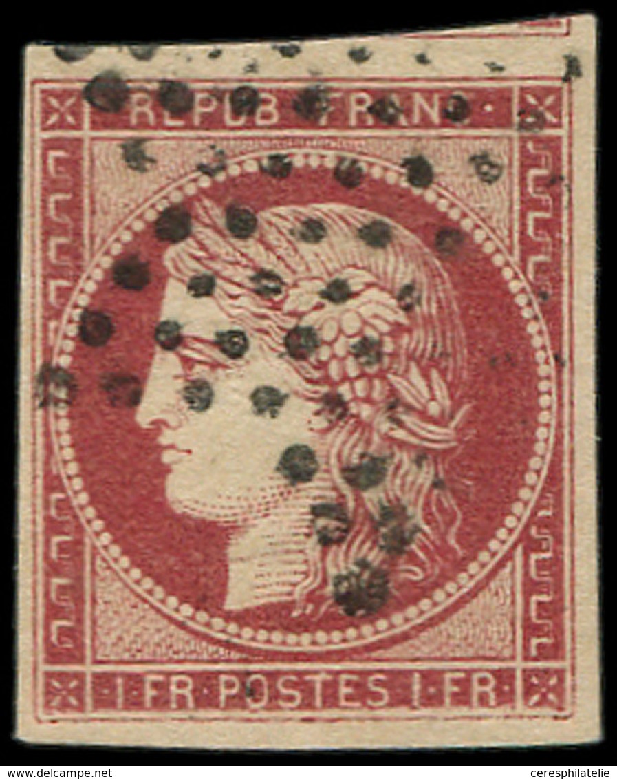 EMISSION DE 1849 - 6     1f. Carmin, Oblitéré ETOILE, Amorce De Voisin En Haut, TTB - 1849-1850 Ceres