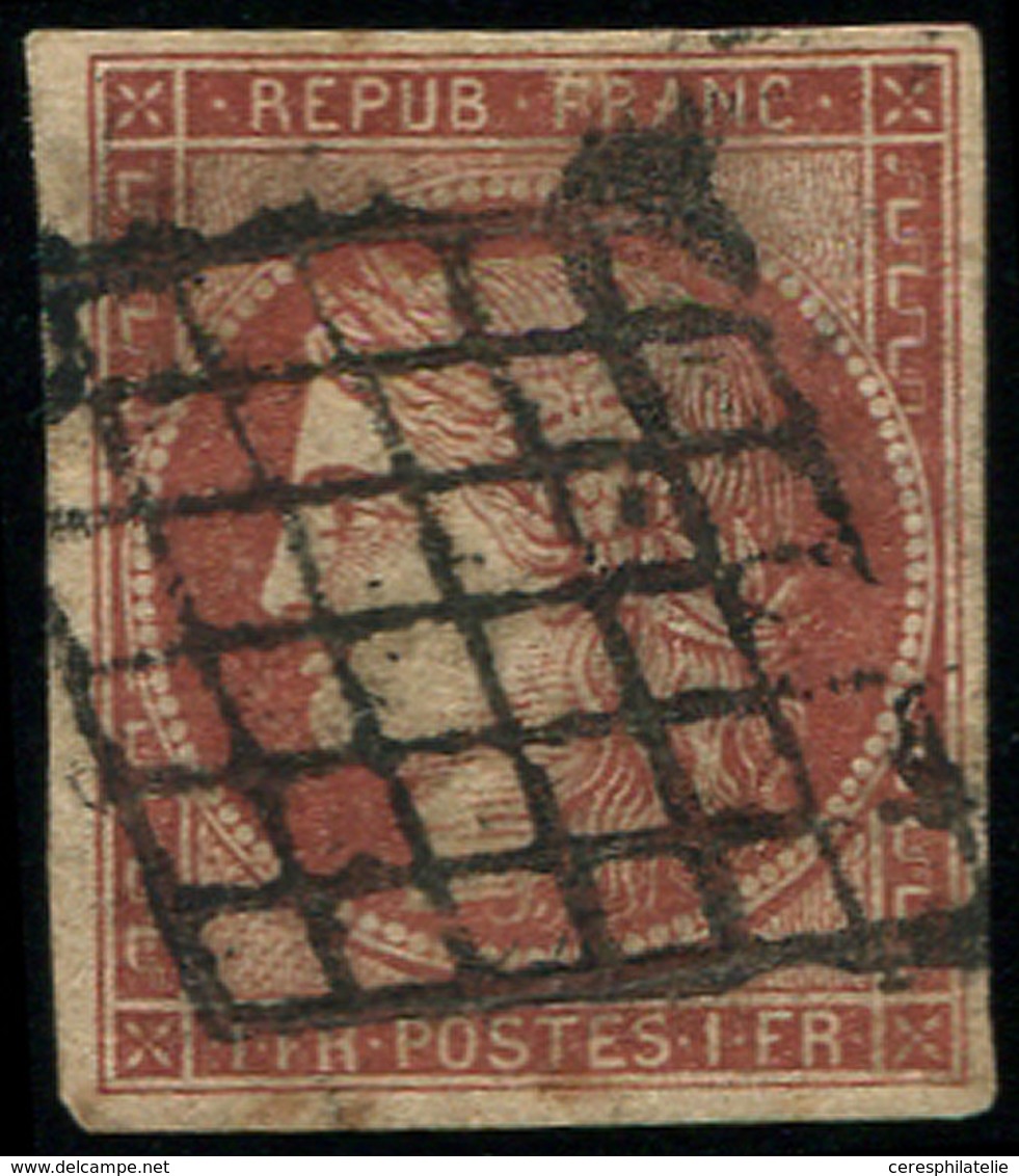 EMISSION DE 1849 - 6A    1f. ROUGE-BRUN, Obl. GRILLE Un Peu Lourde, TB. C - 1849-1850 Ceres