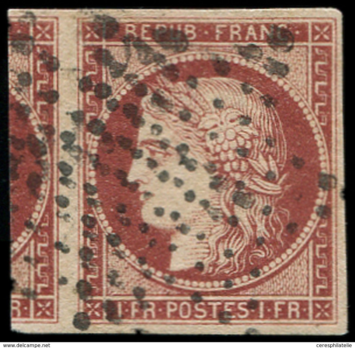 EMISSION DE 1849 - 6b    1f. Carmin Foncé, Obl. ETOILE, Grand VOISIN à G., TTB - 1849-1850 Cérès