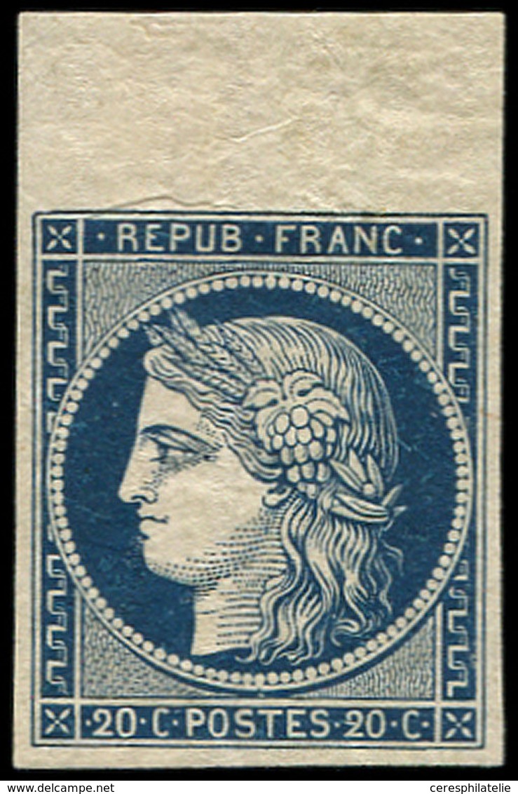 * EMISSION DE 1849 - 8a   20c. Bleu Foncé Dit "Marquelet", Bdf, TTB. J - 1849-1850 Cérès