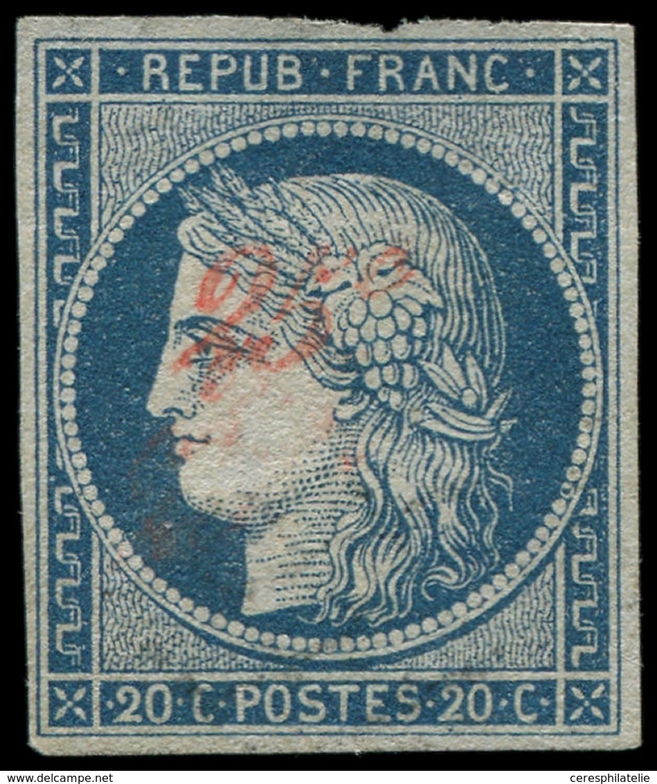 (*) EMISSION DE 1849 - 8A   25c. Sur 20c. Bleu, 1er Tirage. Le 20c. Bleu A Connu 2 Tirages, Un Original Puis Une Réimpre - 1849-1850 Cérès