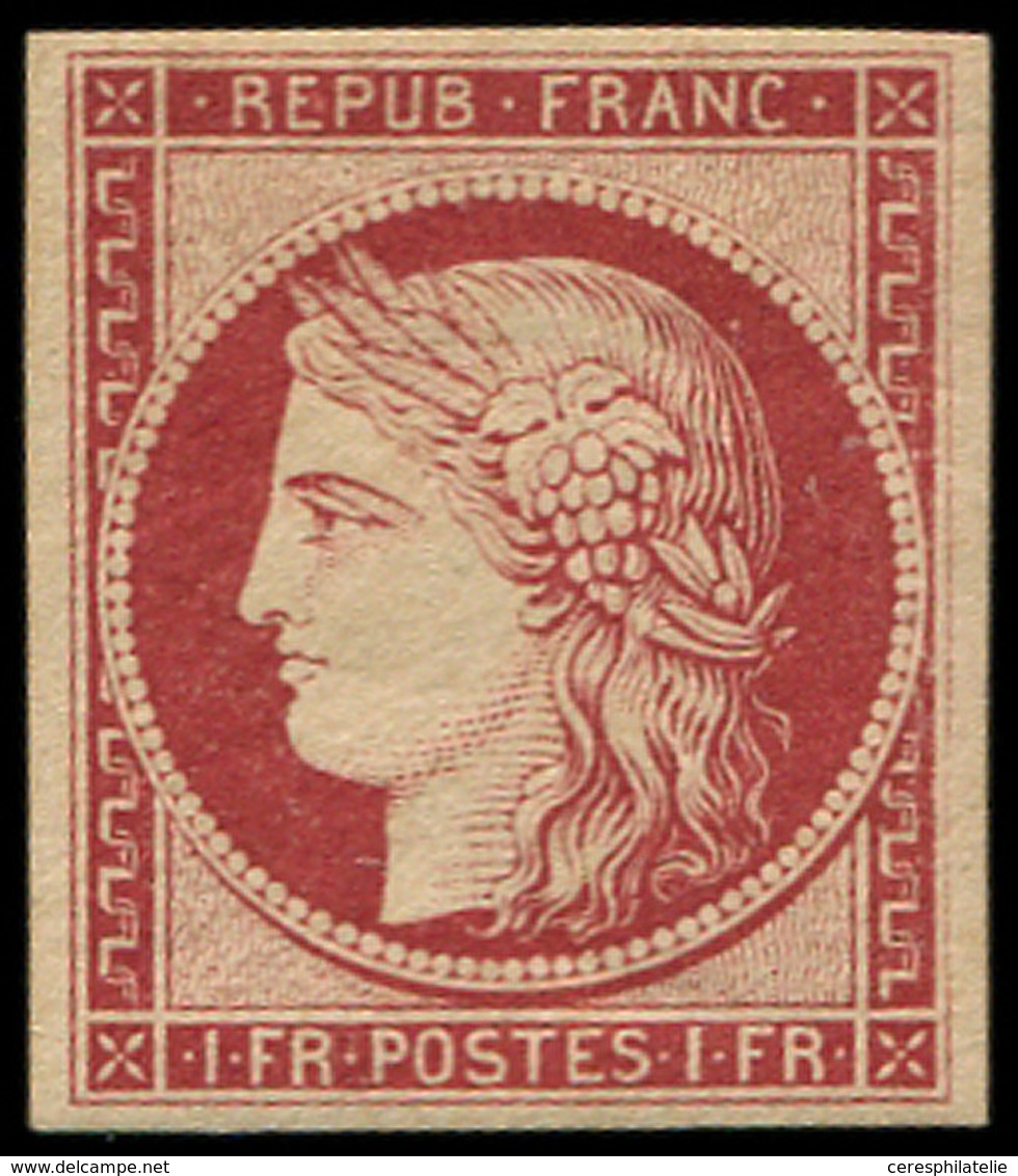 ** EMISSION DE 1849 - R6f   1f. Carmin, REIMPRESSION, Fraîcheur Postale, TTB - 1849-1850 Cérès