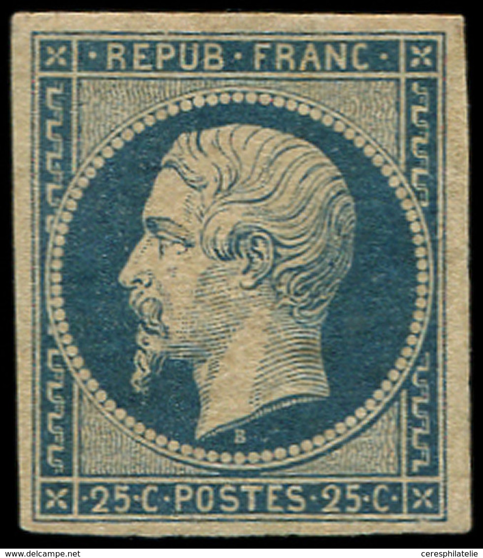 * PRESIDENCE - 10a  25c. Bleu Foncé, Un Point De Pelurage, Néanmoins TB, Certif. Calves - 1852 Luigi-Napoleone