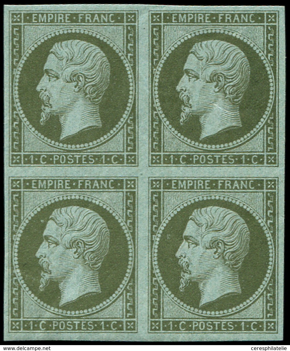 ** EMPIRE NON DENTELE - 11    1c. Olive, BLOC De 4, Frais Et TB. J - 1853-1860 Napoléon III