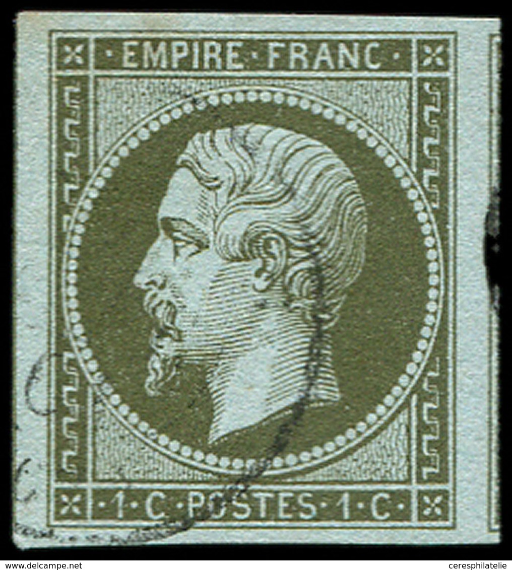 EMPIRE NON DENTELE - 11    1c. Olive, Très Grandes Marges, Filet De Voisin à Droite, Obl. Càd Léger, Superbe - 1853-1860 Napoléon III.