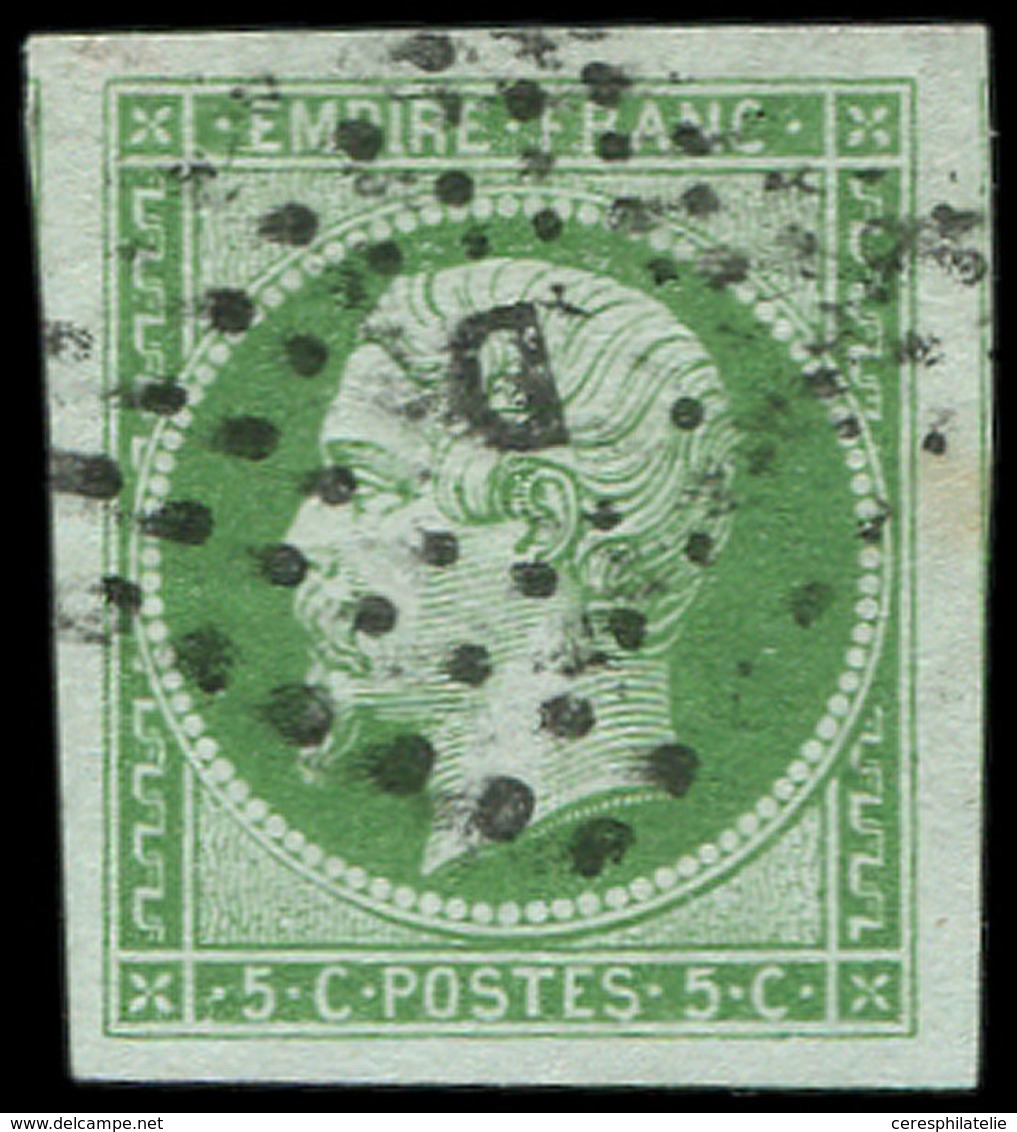 EMPIRE NON DENTELE - 12    5c. Vert, Grandes Marges, Obl. Los. D, TTB - 1853-1860 Napoleone III