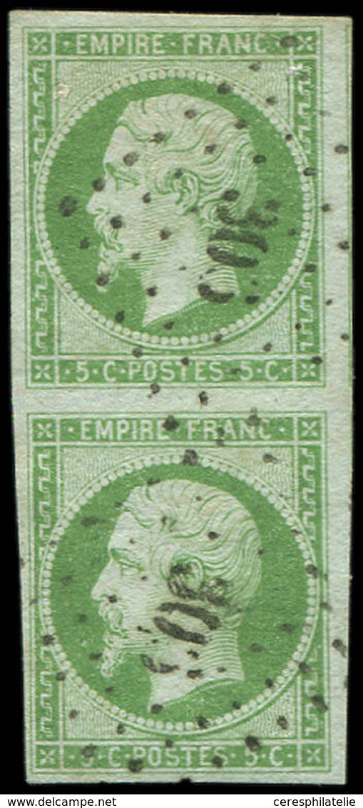 EMPIRE NON DENTELE - 12a   5c. Vert Jaune, PAIRE Obl. PC 306, TTB - 1853-1860 Napoleon III