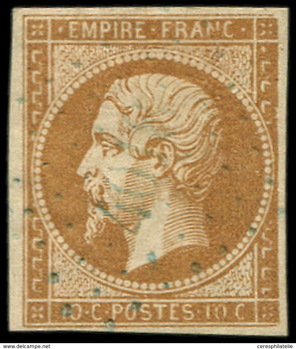EMPIRE NON DENTELE - 13A  10c. Bistre, Obl. PC BLEU 4018, TB - 1853-1860 Napoleon III