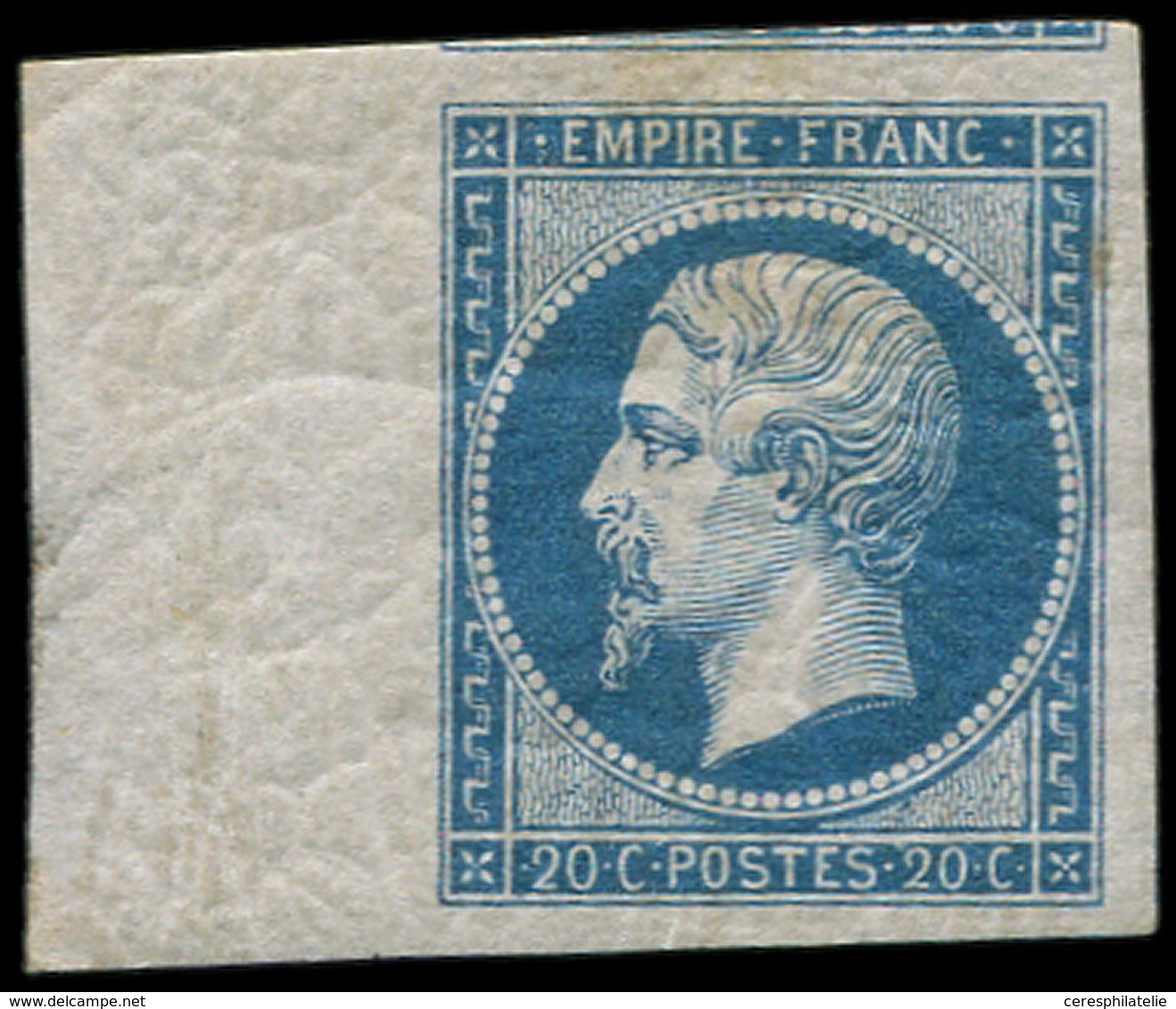 ** EMPIRE NON DENTELE - 14B  20c. Bleu, T II, Bdf Et Grandes Marges, G. Lég. Jaunie, Néanmoins TTB, Certif. Calves - 1853-1860 Napoléon III