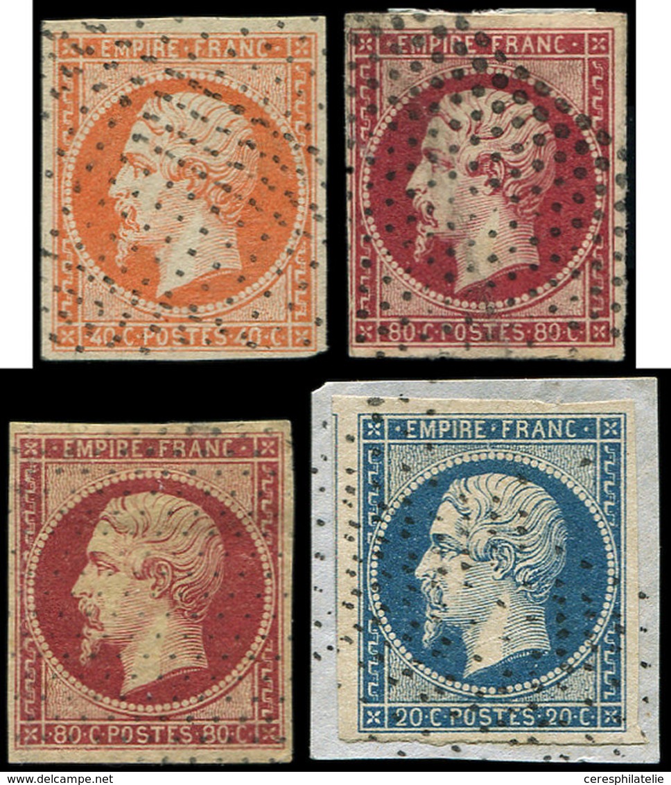 EMPIRE NON DENTELE - 14A, 16, 17A Et 17B, Tous Obl. Roulettes De Pointillés, TB - 1853-1860 Napoléon III