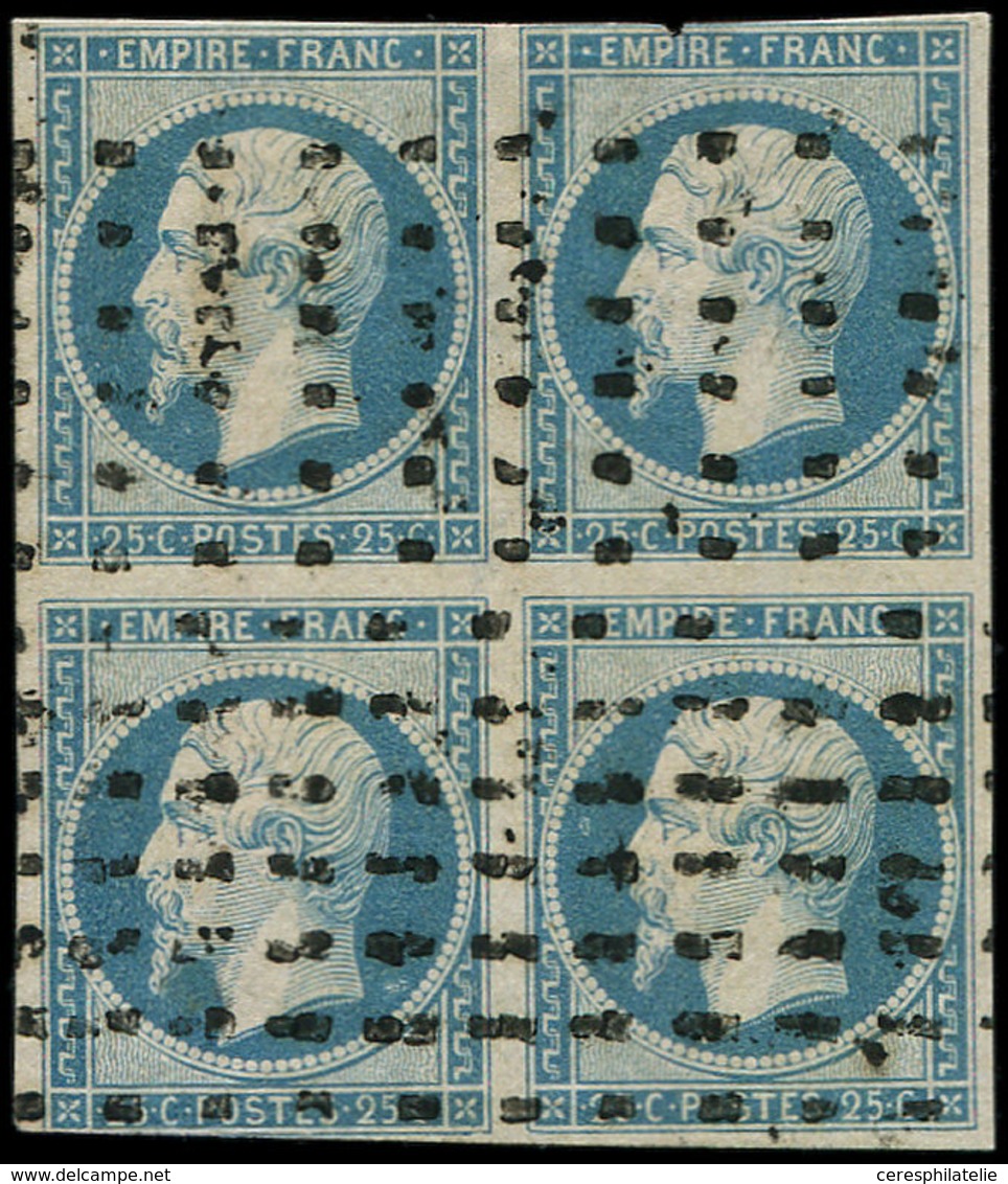 EMPIRE NON DENTELE - 15   25c. Bleu, BLOC De 4 Obl. GROS POINTS, Défx, B/TB - 1853-1860 Napoleone III