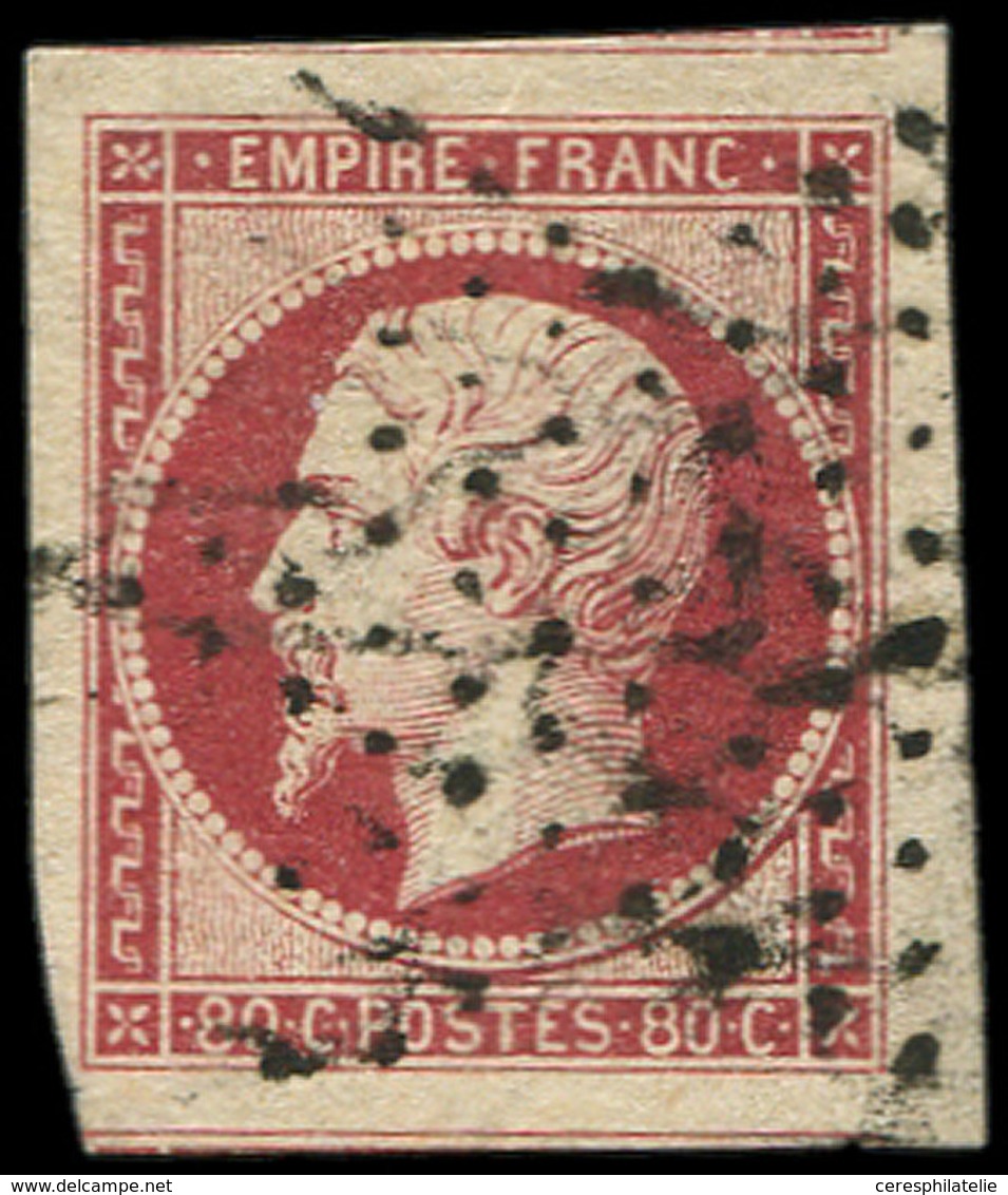 EMPIRE NON DENTELE - 17A  80c. Carmin, Très Grandes Marges, Obl. ETOILE, TTB - 1853-1860 Napoléon III