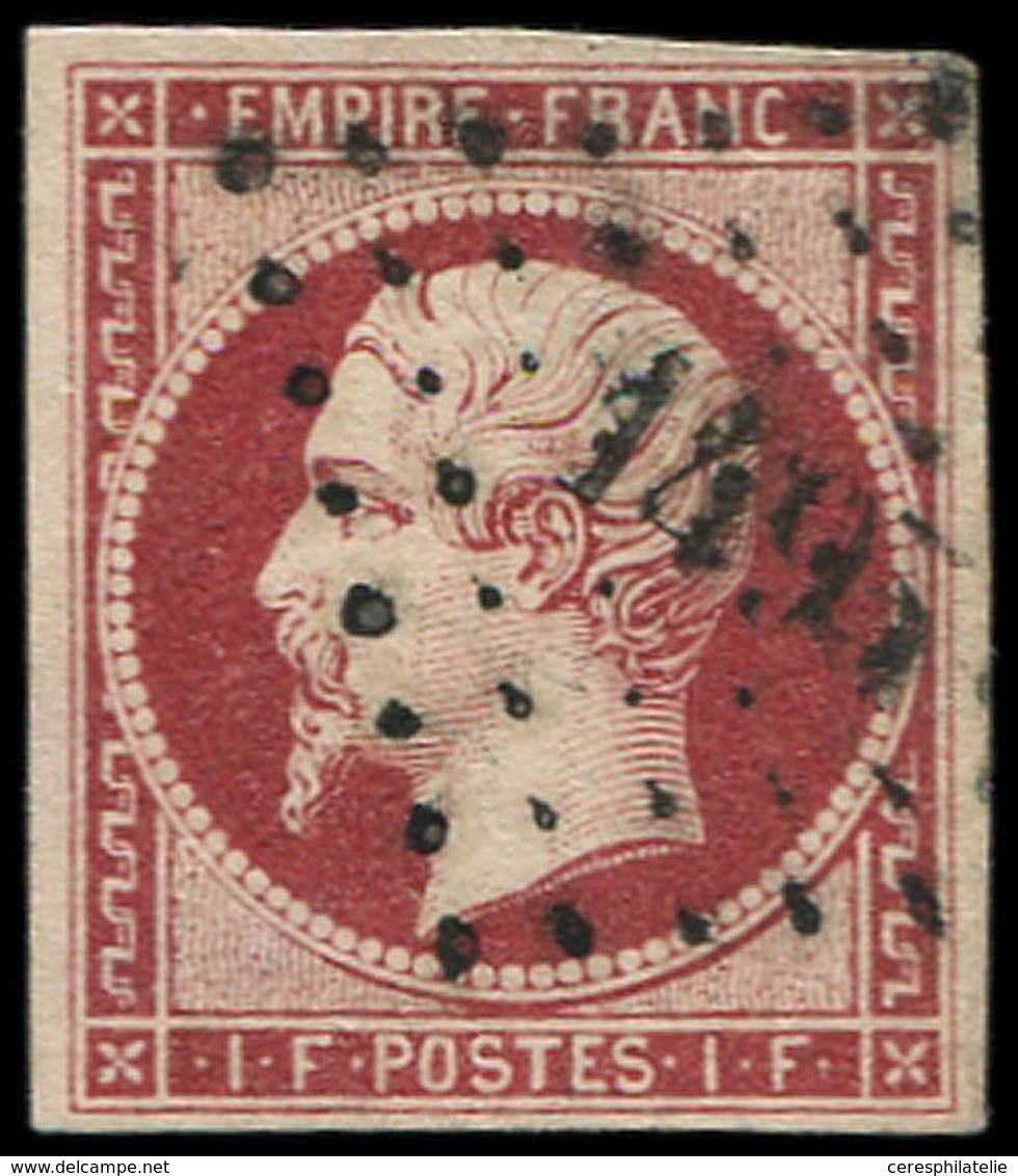 EMPIRE NON DENTELE - 18    1f. Carmin, Oblitéré PC 1495, TB. C - 1853-1860 Napoleone III