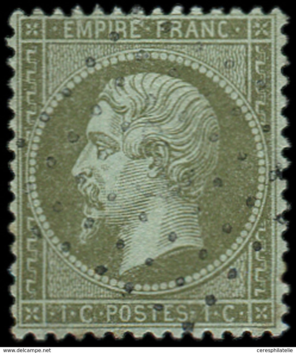 EMPIRE DENTELE - 19    1c. Olive, Obl. ANCRE, TB. C - 1862 Napoleone III