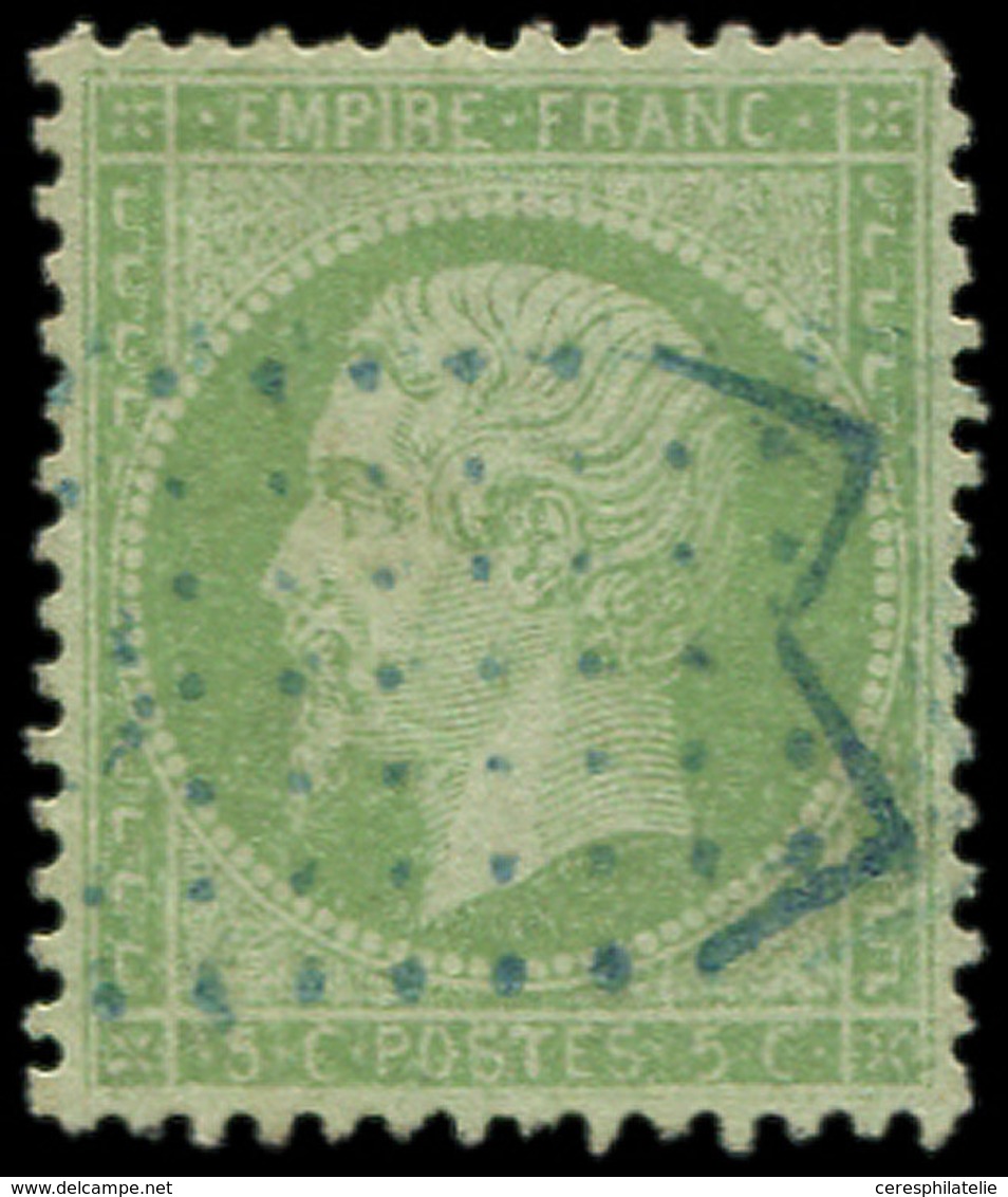 EMPIRE DENTELE - 20    5c. Vert, Obl. Cachet BLEU Des DOUANES, TB - 1862 Napoleone III
