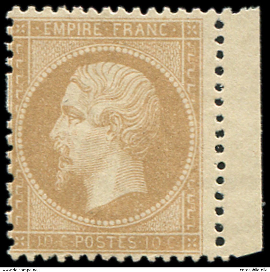 * EMPIRE DENTELE - 21   10c. Bistre, Bdf, TB - 1862 Napoléon III