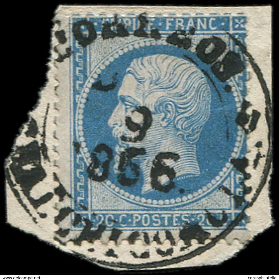 EMPIRE DENTELE - 22   20c. Bleu, Obl. Càd MEXICAIN S. Fragt, TTB - 1862 Napoléon III