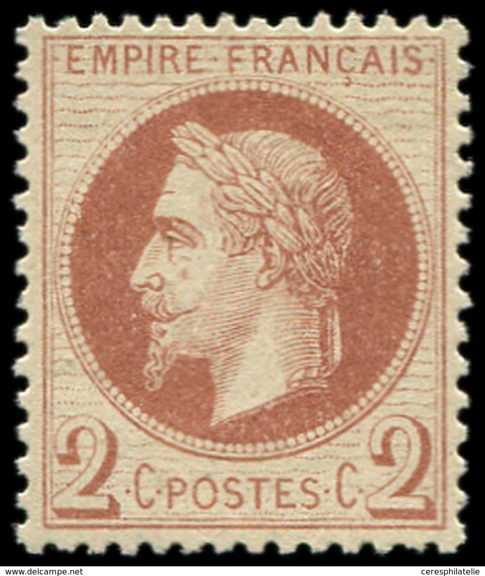 ** EMPIRE LAURE - 26B   2c. Rouge-brun Clair, T II, Bon Centrage, TTB. C - 1863-1870 Napoléon III Lauré