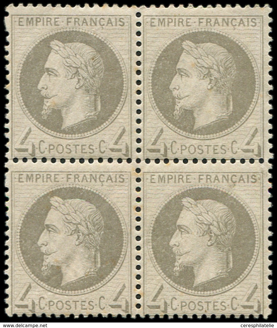 ** EMPIRE LAURE - 27B   4c. Gris, T II, BLOC De 4, Un Ex. *, Infimes Rousseurs, Sinon TB - 1863-1870 Napoléon III Lauré