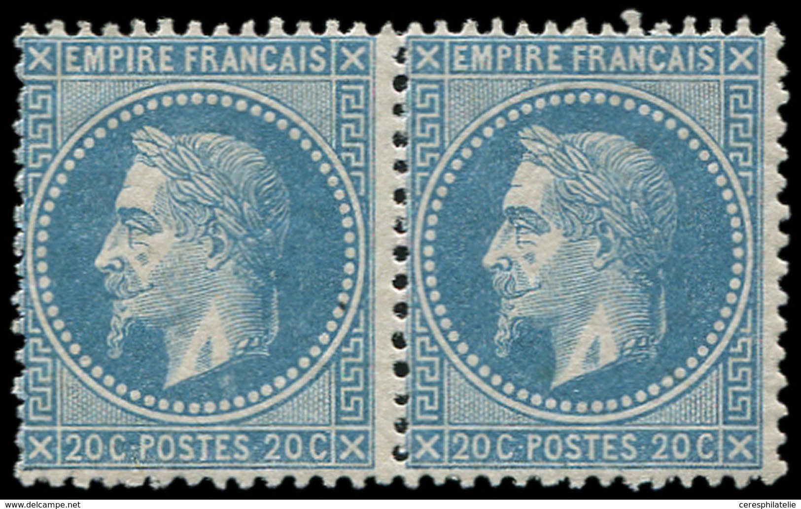 ** EMPIRE LAURE - 29A  20c. Bleu, PAIRE, TB - 1863-1870 Napoléon III Lauré