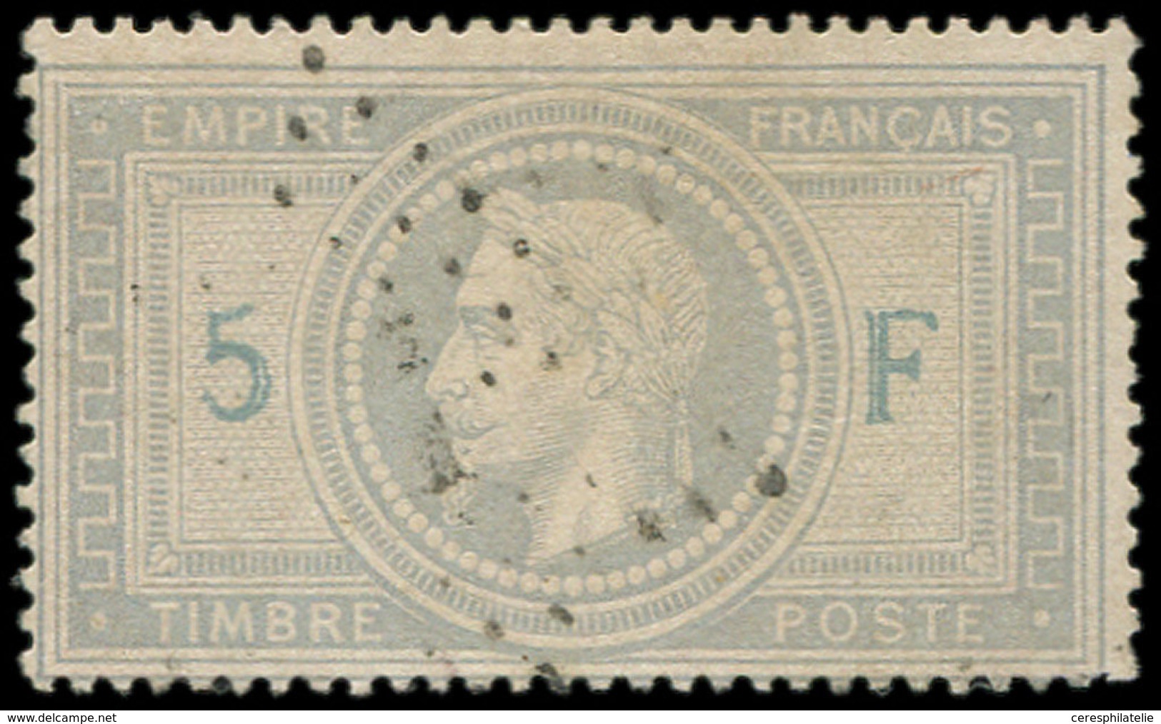 EMPIRE LAURE - 33A   5f. Violet-gris, 5 Et F En BLEU, Obl. Légère, TB - 1863-1870 Napoléon III Lauré