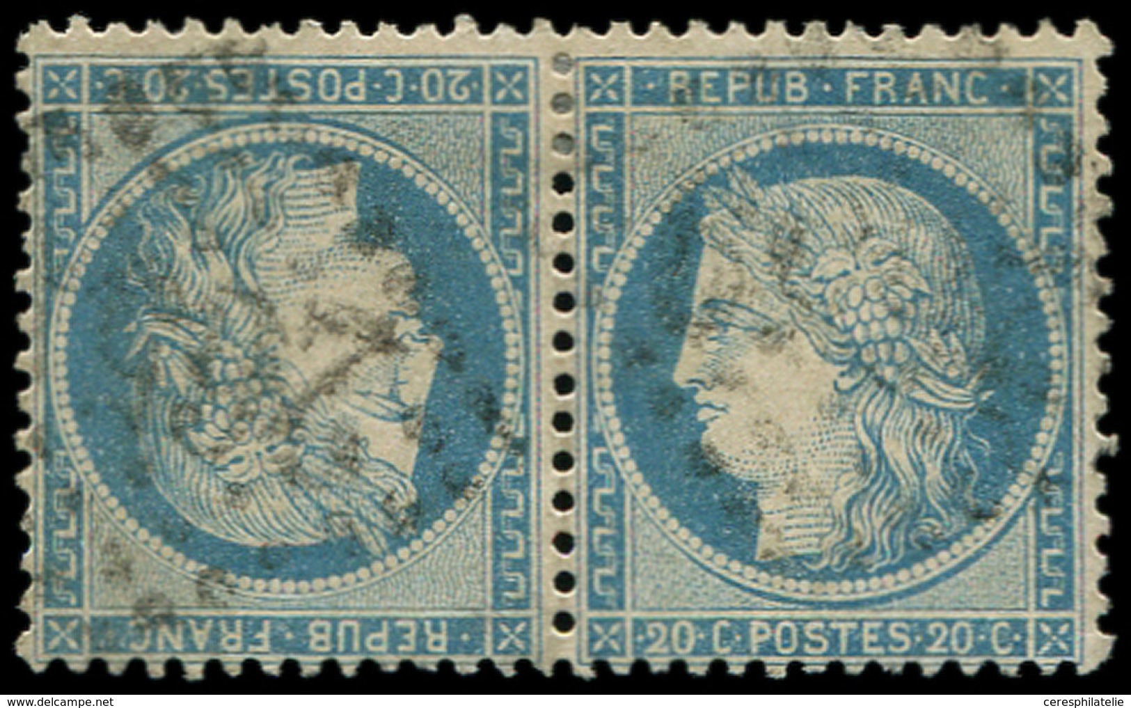 SIEGE DE PARIS - T37c 20c. Bleu, TETE-BECHE Obl. GC, TB - 1870 Siège De Paris