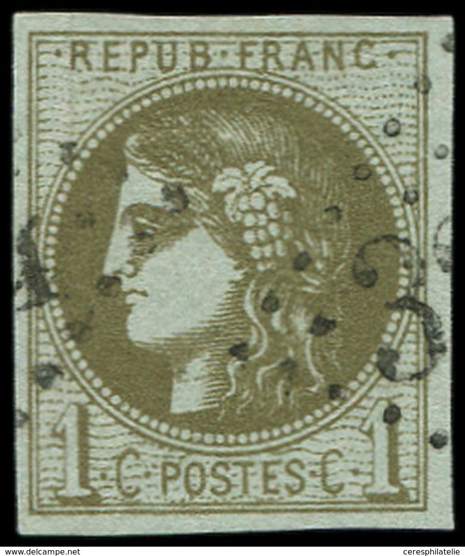 EMISSION DE BORDEAUX - 39C   1c. Olive, R III, Oblitéré GC, TTB - 1870 Emission De Bordeaux