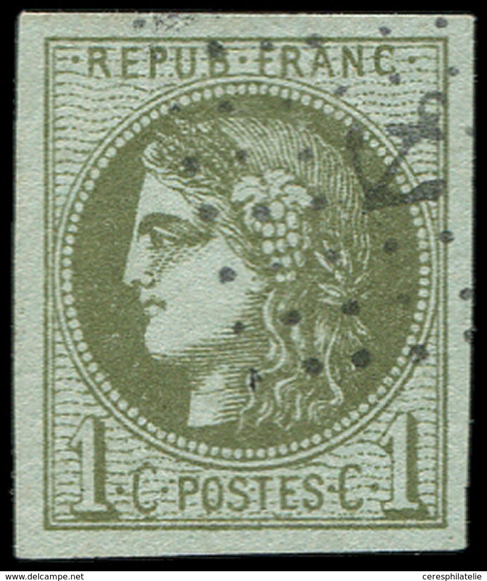 EMISSION DE BORDEAUX - 39C   1c. Olive, R III, Obl. ANCRE, Belles Marges, TTB - 1870 Emission De Bordeaux