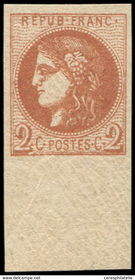 ** EMISSION DE BORDEAUX - 40B   2c. Brun-rouge, R II, Grand Bdf, Fraîcheur Postale, Superbe - 1870 Bordeaux Printing