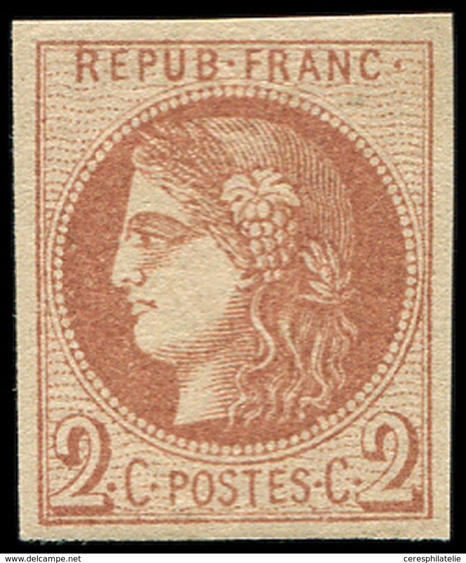 ** EMISSION DE BORDEAUX - 40B   2c. Brun-rouge, R II, Très Frais Et TTB, Certif. Calves - 1870 Emission De Bordeaux