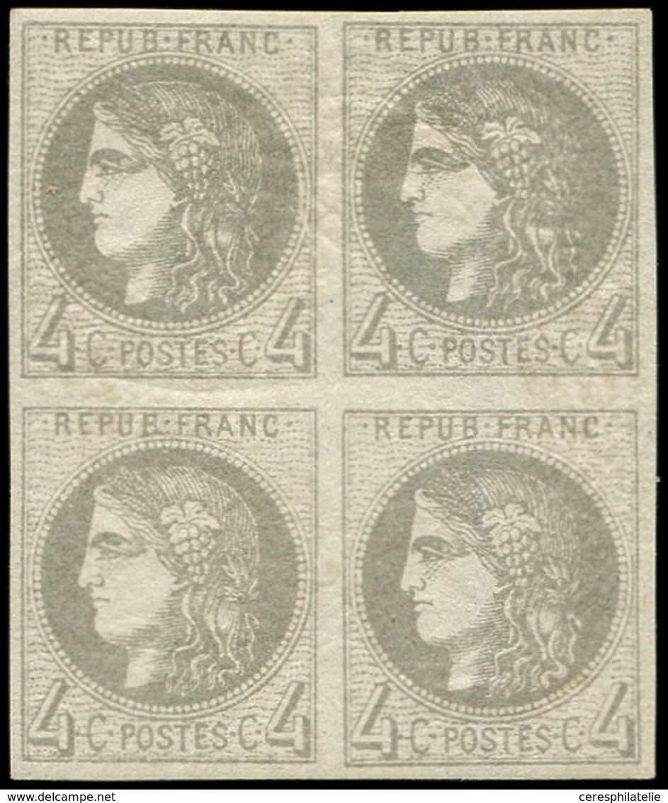 ** EMISSION DE BORDEAUX - 41B   4c. Gris, R II, BLOC De 4, TB. Br - 1870 Emission De Bordeaux