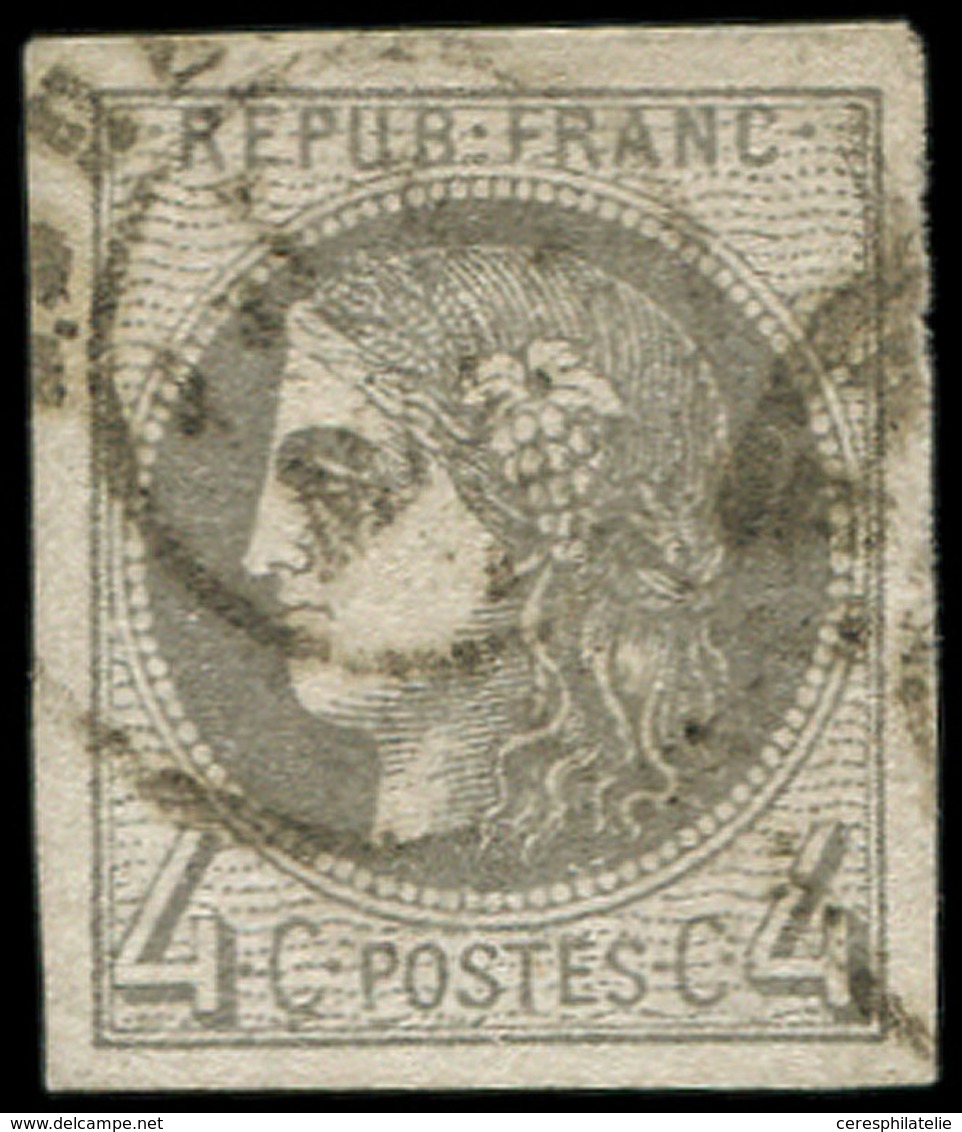 EMISSION DE BORDEAUX - 41Bd  4c. Gris Foncé, Obl., Càd, TB. C - 1870 Bordeaux Printing