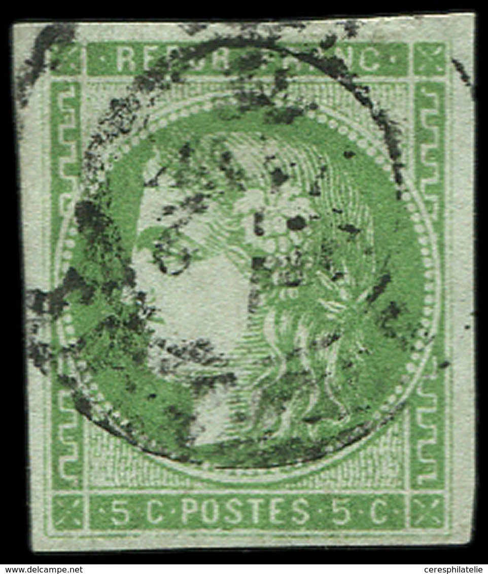 EMISSION DE BORDEAUX - 42A   5c. Vert-jaune, R I, Pos. 3, Obl. Càd T17 BORDEAUX 2/1/7( ), Frappe Trouble, TB, Certif. Ca - 1870 Emission De Bordeaux