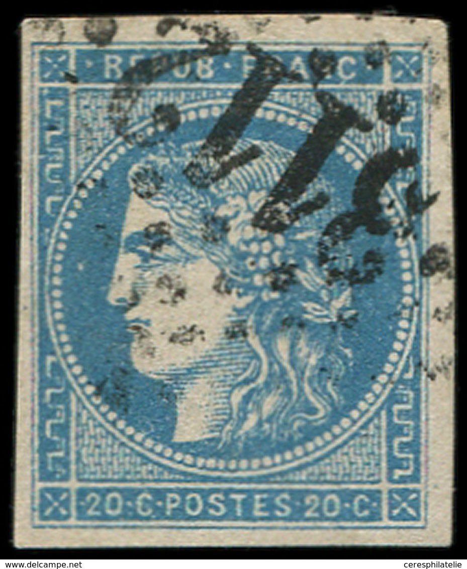 EMISSION DE BORDEAUX - 45B  20c. Bleu, T II, R II, Obl. GC 3112, TB/TTB - 1870 Emission De Bordeaux