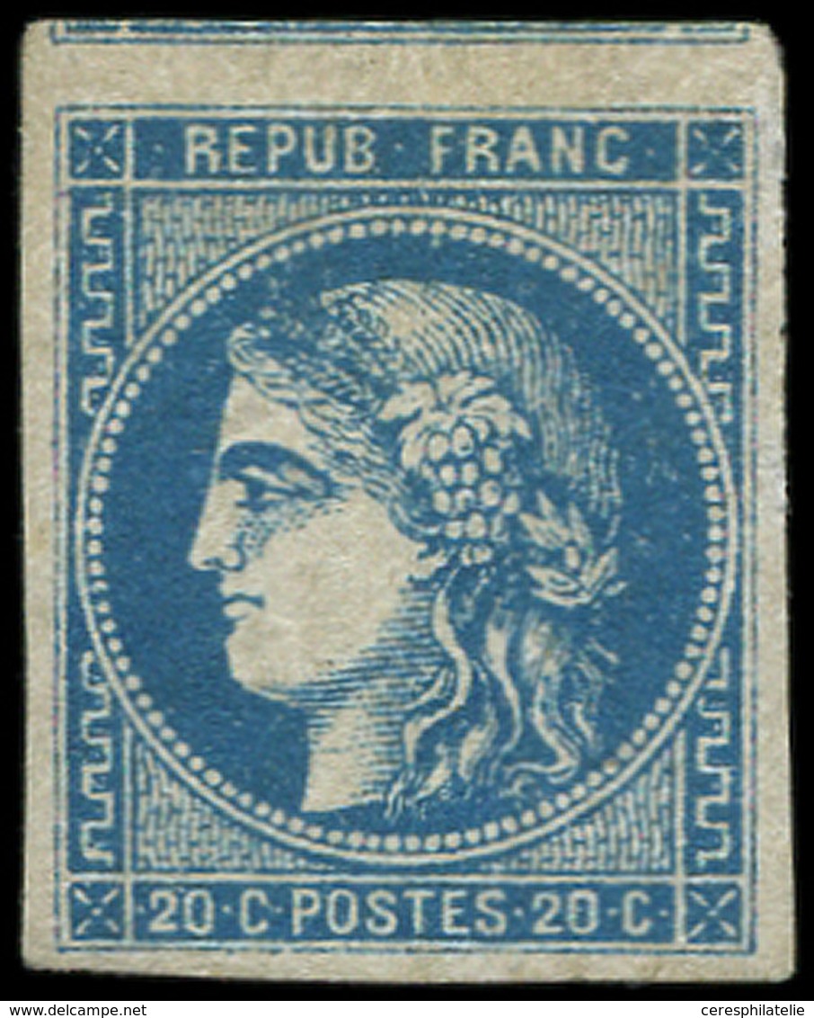 * EMISSION DE BORDEAUX - 46B  20c. Bleu, T III, R II, G. Lég. Altérée, TB. C - 1870 Emission De Bordeaux