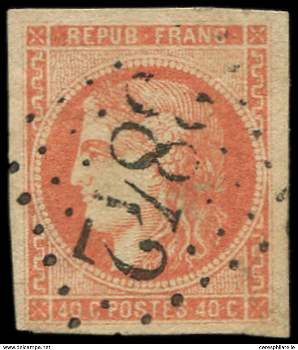 EMISSION DE BORDEAUX - 48d  40c. ROUGE-SANG Clair, Obl. GC 3842 De St SAULGE, TTB - 1870 Emission De Bordeaux