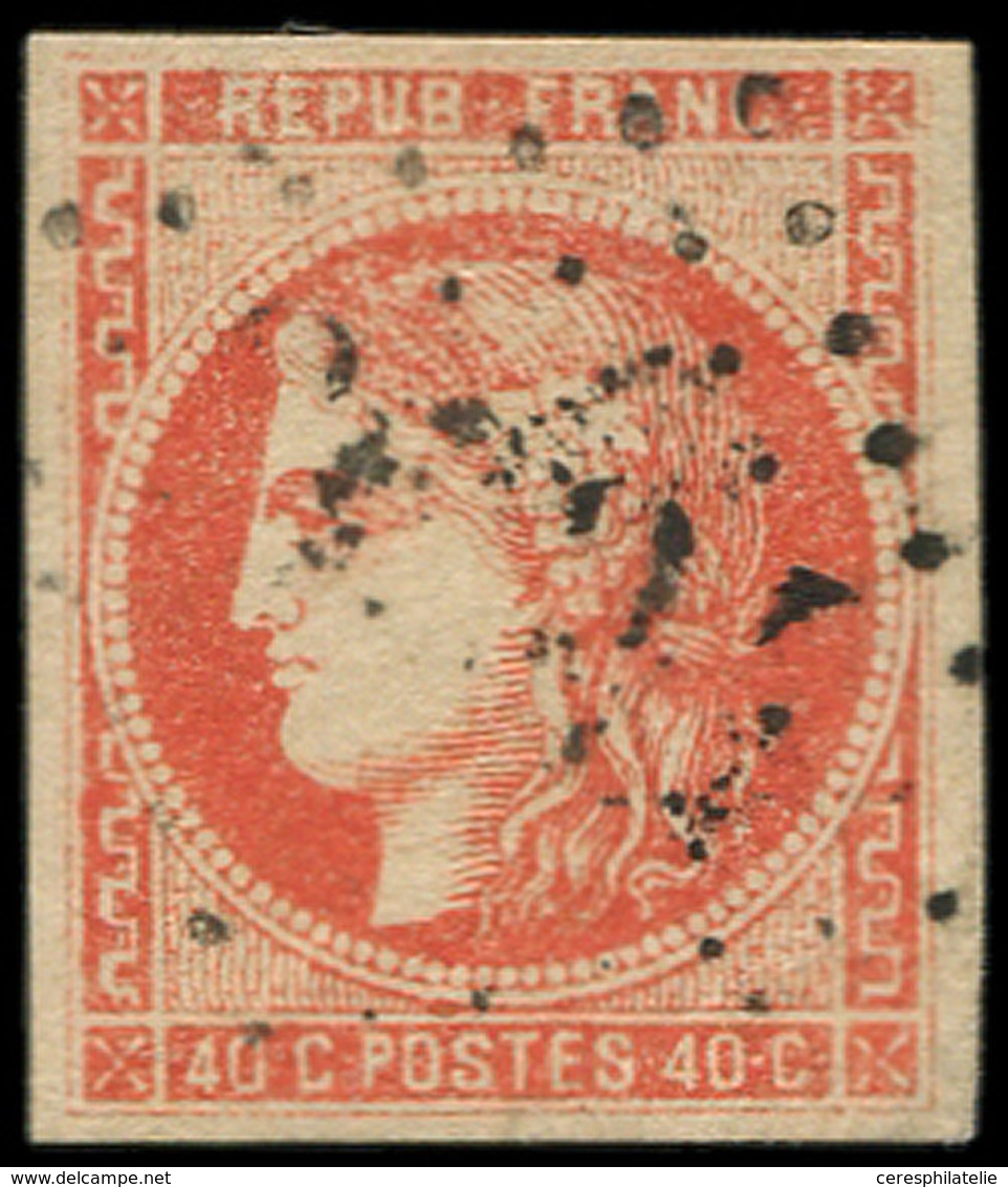 EMISSION DE BORDEAUX - 48m  40c. Orange VERMILLONNE, Obl., TB, Nuance Certifiée Calves, N° Et Cote Maury - 1870 Emission De Bordeaux