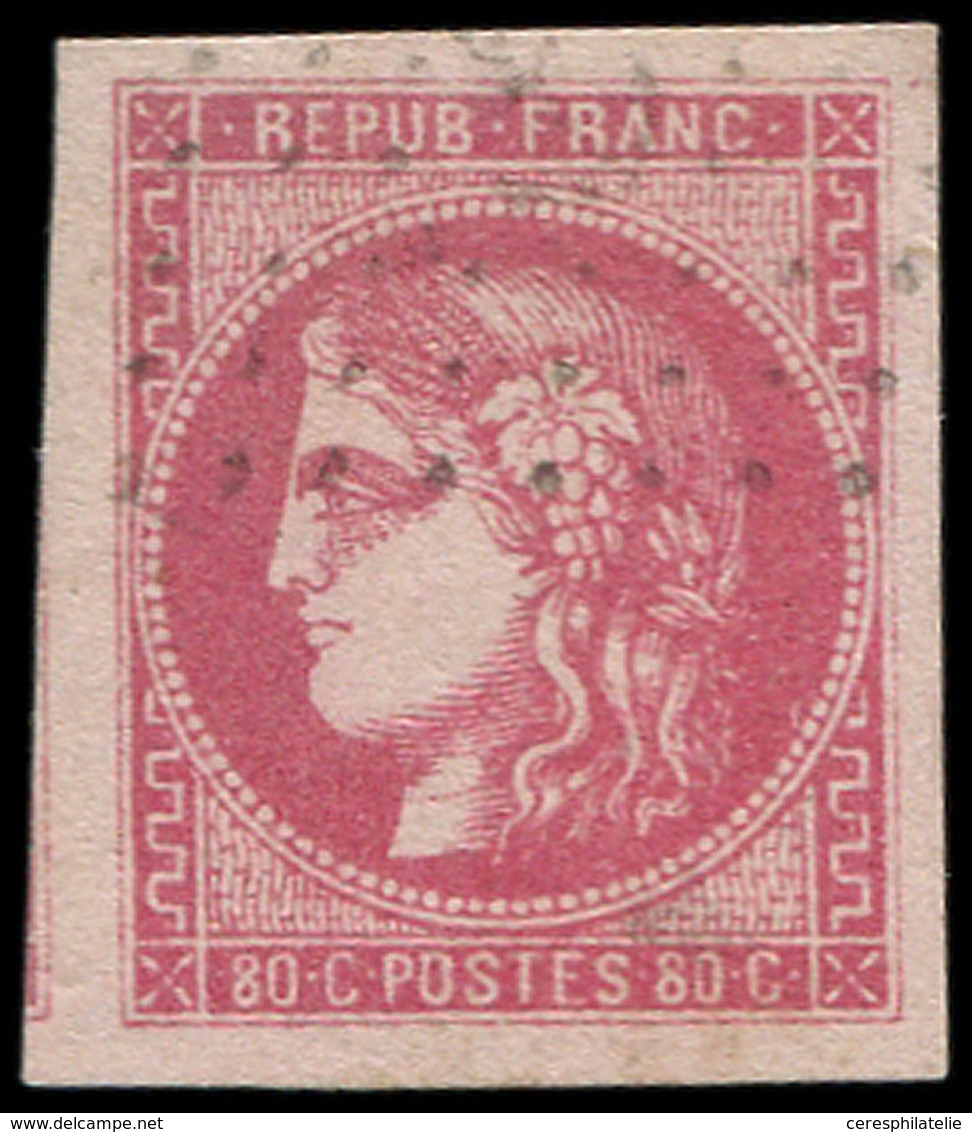 EMISSION DE BORDEAUX - 49   80c. Rose, Belles Marges, Amorce De Voisin à Gauche, Oblitération Légère, TTB - 1870 Emission De Bordeaux