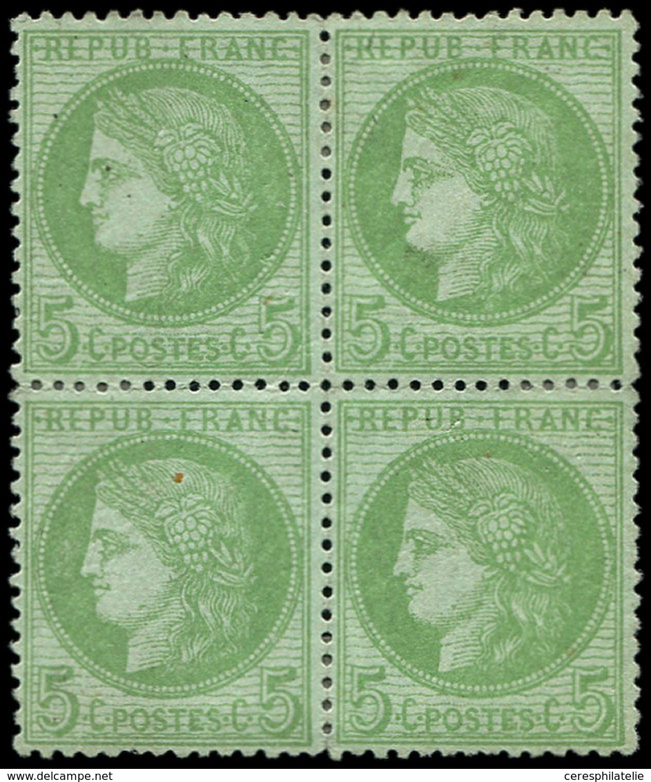 * CERES DENTELE - 53    5c. Vert-jaune Sur Azuré, BLOC De 4 Bien Centré, TB, Certif. Calves - 1849-1876: Période Classique